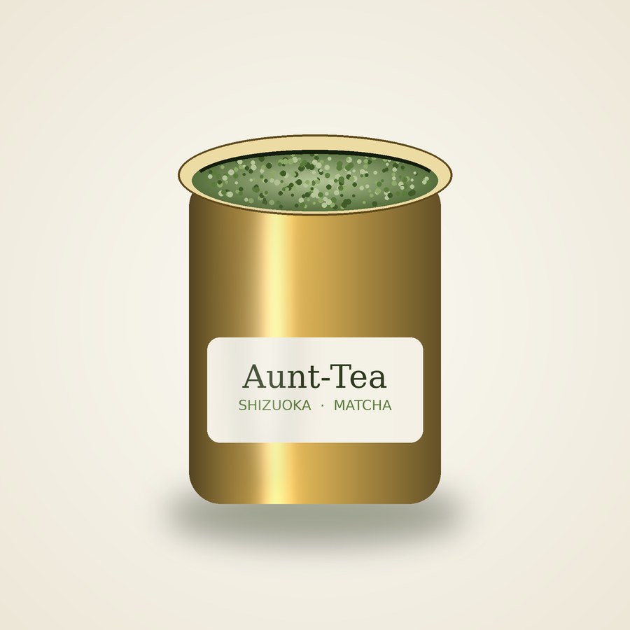Aunt-Tea ceremonial matcha in a gold aluminium tin